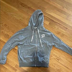Gray Peloton Zip-Up Hoodie with Logo